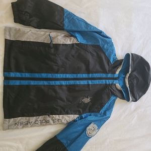 U.S. Polo Boy’s Reversible Nylon/Fleece Jacket.Size 10/12 Black/blue